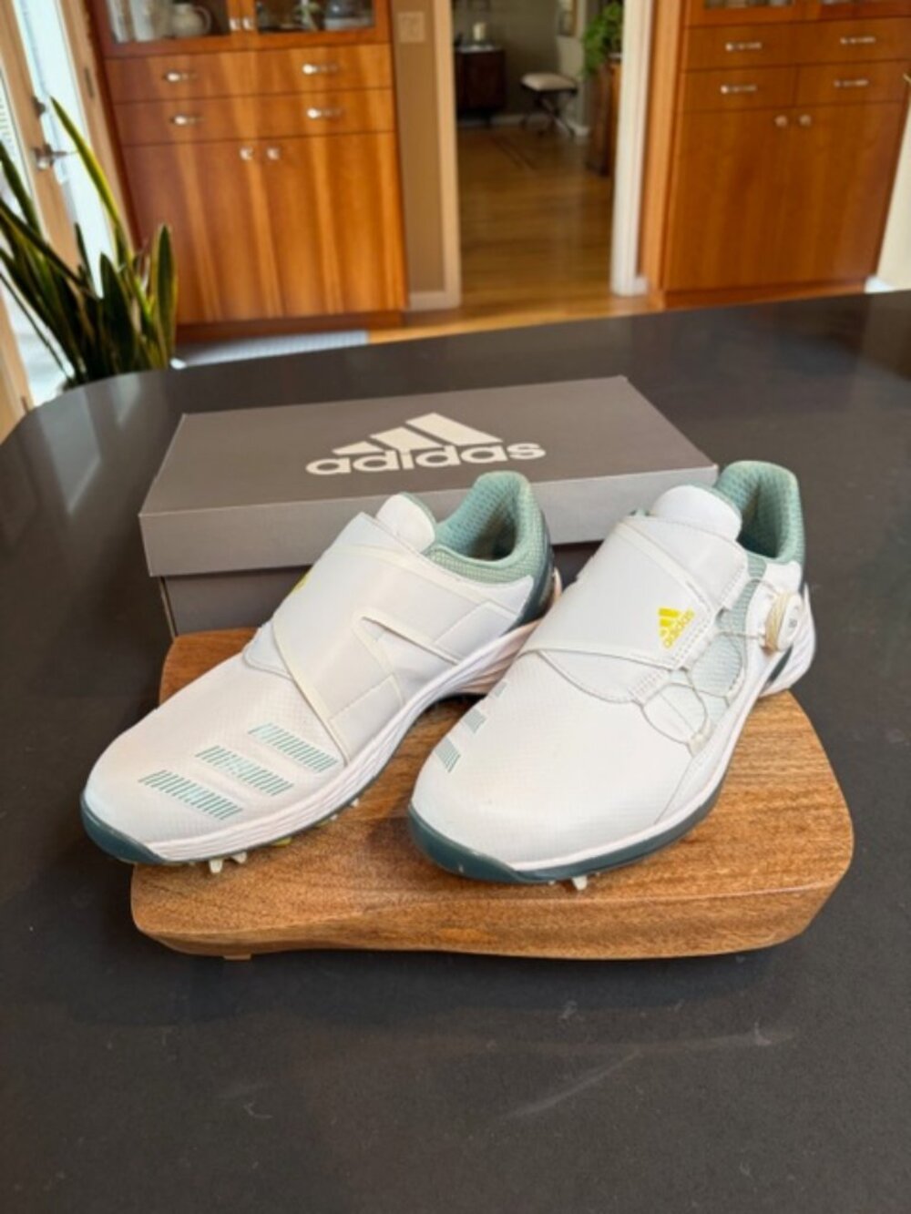 Womens Adidas Womens ZG21 Boa Golf Shoes - White/Acid Yellow/Hazy Green Size 8